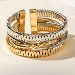 Chunky Gold Cuff Bracelet | Wide Open Statement Bangle